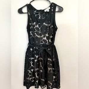 Floral Lace Black Mini Dress